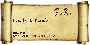 Fabók Kunó névjegykártya
